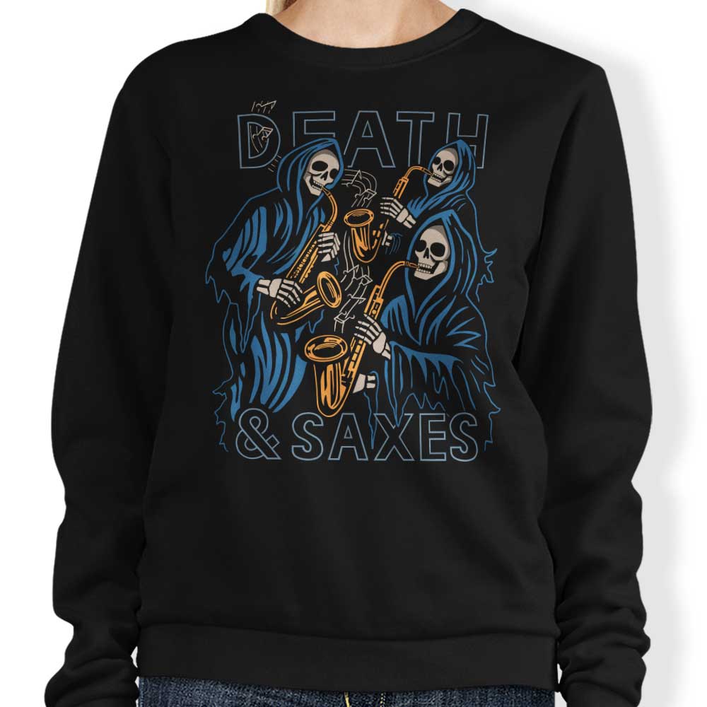 Death and Saxes - Adult & Kids T-Shirts, Sweatshirts & Hoodies apparel design preview 1