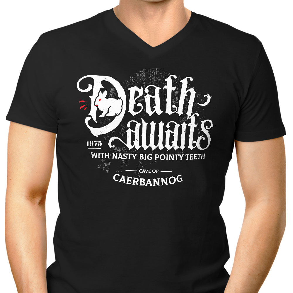 Death Awaits Men's V-Neck - Adult & Kids T-Shirts, Sweatshirts & Hoodies apparel design preview 1