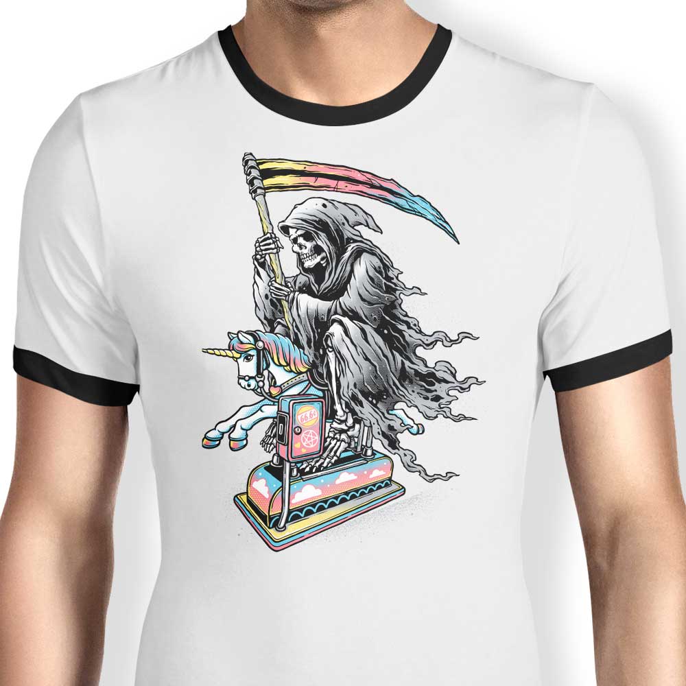 Death Enjoying Life Ringer - Adult & Kids T-Shirts, Sweatshirts & Hoodies apparel design preview 1