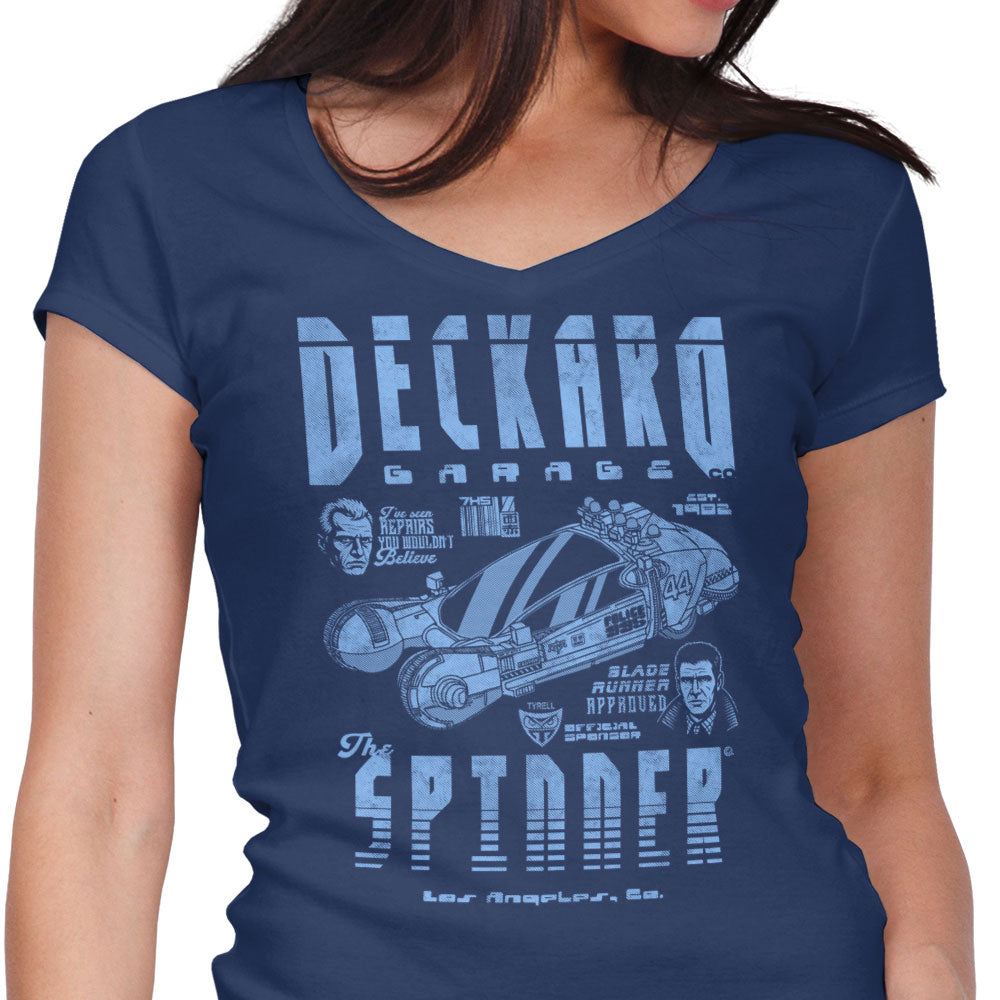 Deckard Garage Women's V-Neck - Adult & Kids T-Shirts, Sweatshirts & Hoodies apparel design preview 1