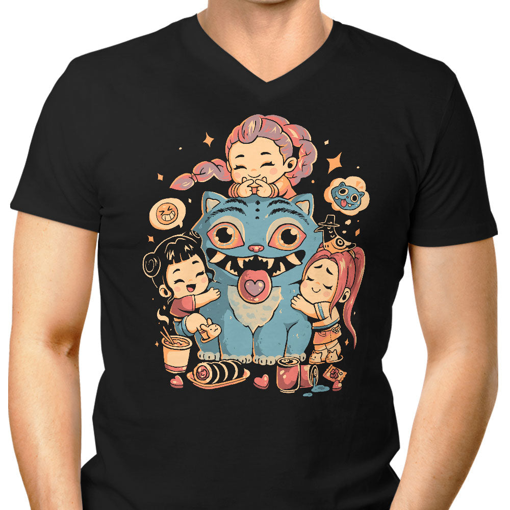 Demon Huggers Men's V-Neck - Adult & Kids T-Shirts, Sweatshirts & Hoodies apparel design preview 1