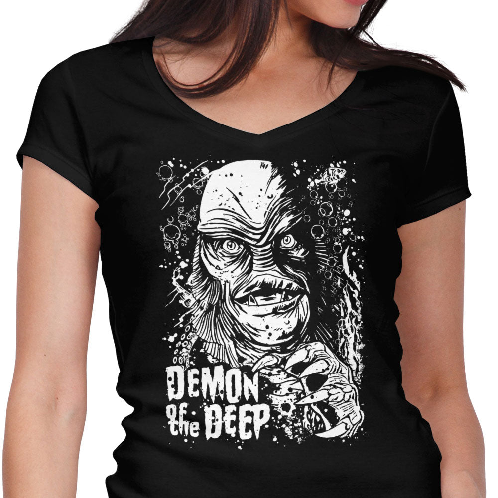 Demon of the Deep Women's V-Neck - Adult & Kids T-Shirts, Sweatshirts & Hoodies apparel design preview 1