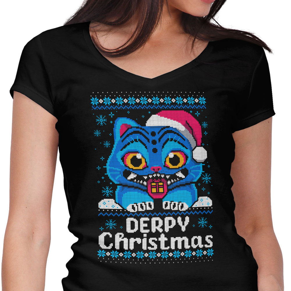 Derpy Christmas Sweater Women's V-Neck - Adult & Kids T-Shirts, Sweatshirts & Hoodies apparel design preview 1