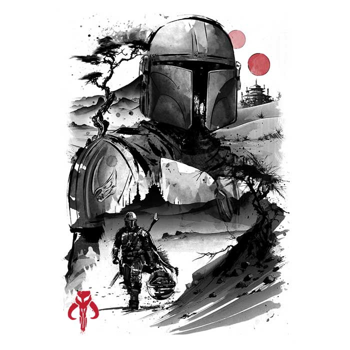 Desert Hunter Sumi-e Coasters - Adult & Kids T-Shirts, Sweatshirts & Hoodies apparel design preview 1