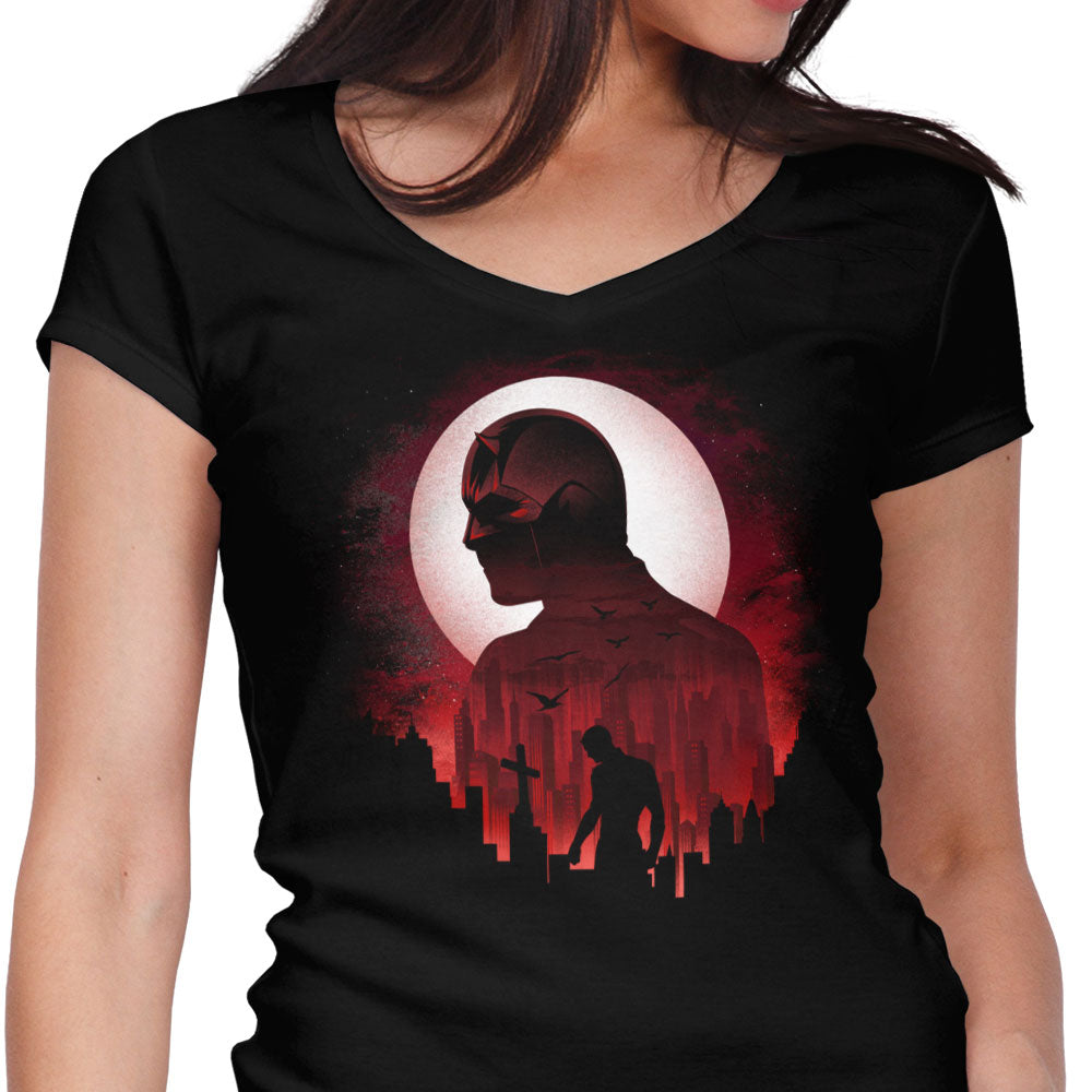 Devil Under the Moon Women's V-Neck - Adult & Kids T-Shirts, Sweatshirts & Hoodies apparel design preview 1