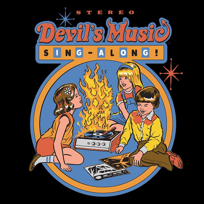 Devil's Music Sing-Along Ringer - Adult & Kids T-Shirts, Sweatshirts & Hoodies apparel design preview 2