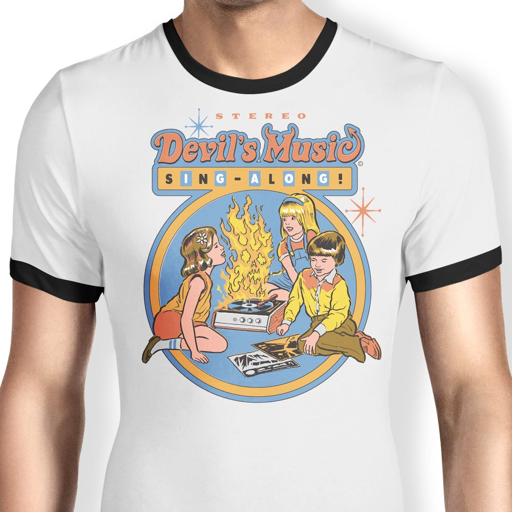 Devil's Music Sing-Along Ringer - Adult & Kids T-Shirts, Sweatshirts & Hoodies apparel design preview 1