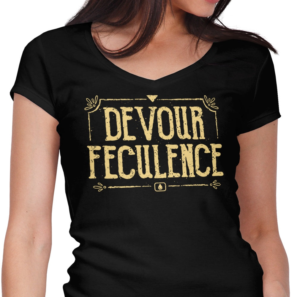 Devour Feculence Women's V-Neck - Adult & Kids T-Shirts, Sweatshirts & Hoodies apparel design preview 1