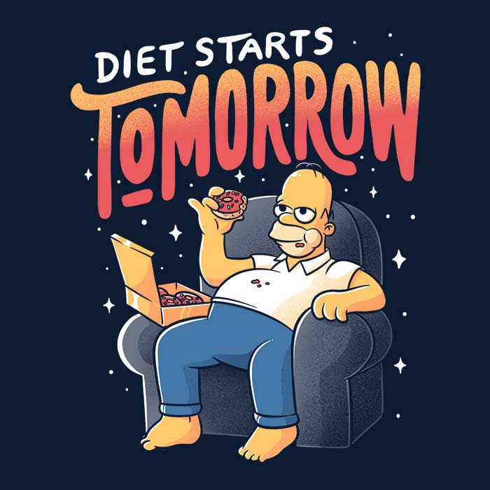 Diet Starts Tomorrow Men's Apparel - Adult & Kids T-Shirts, Sweatshirts & Hoodies apparel design preview 2
