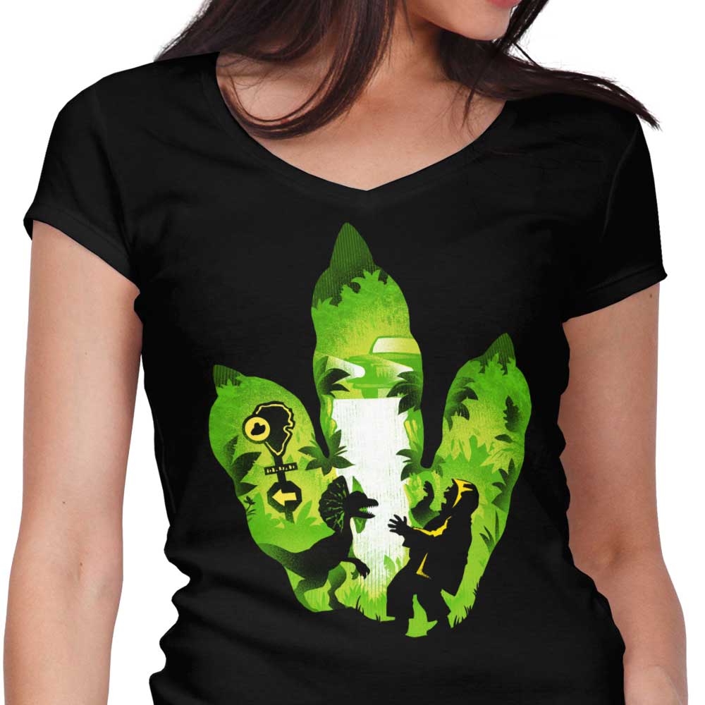 Dilophosaurus Footprint Women's V-Neck - Adult & Kids T-Shirts, Sweatshirts & Hoodies apparel design preview 1