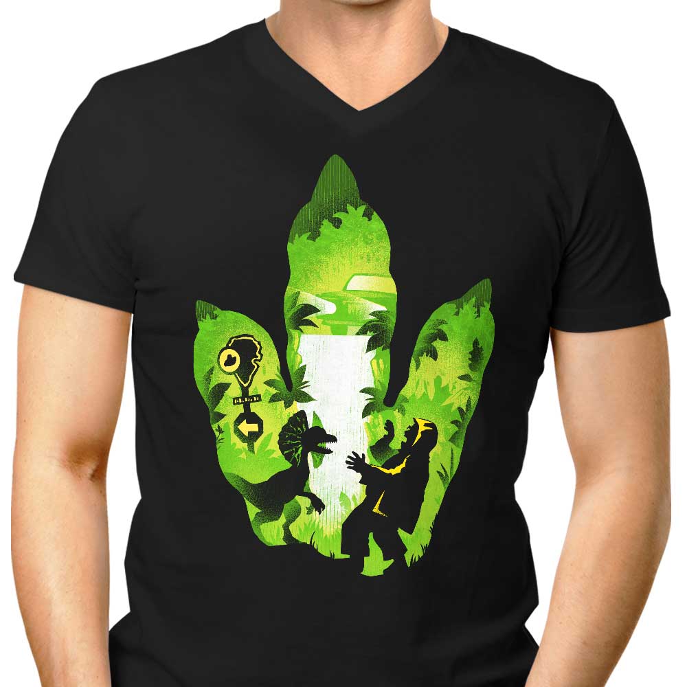 Dilophosaurus Footprint Men's V-Neck - Adult & Kids T-Shirts, Sweatshirts & Hoodies apparel design preview 1