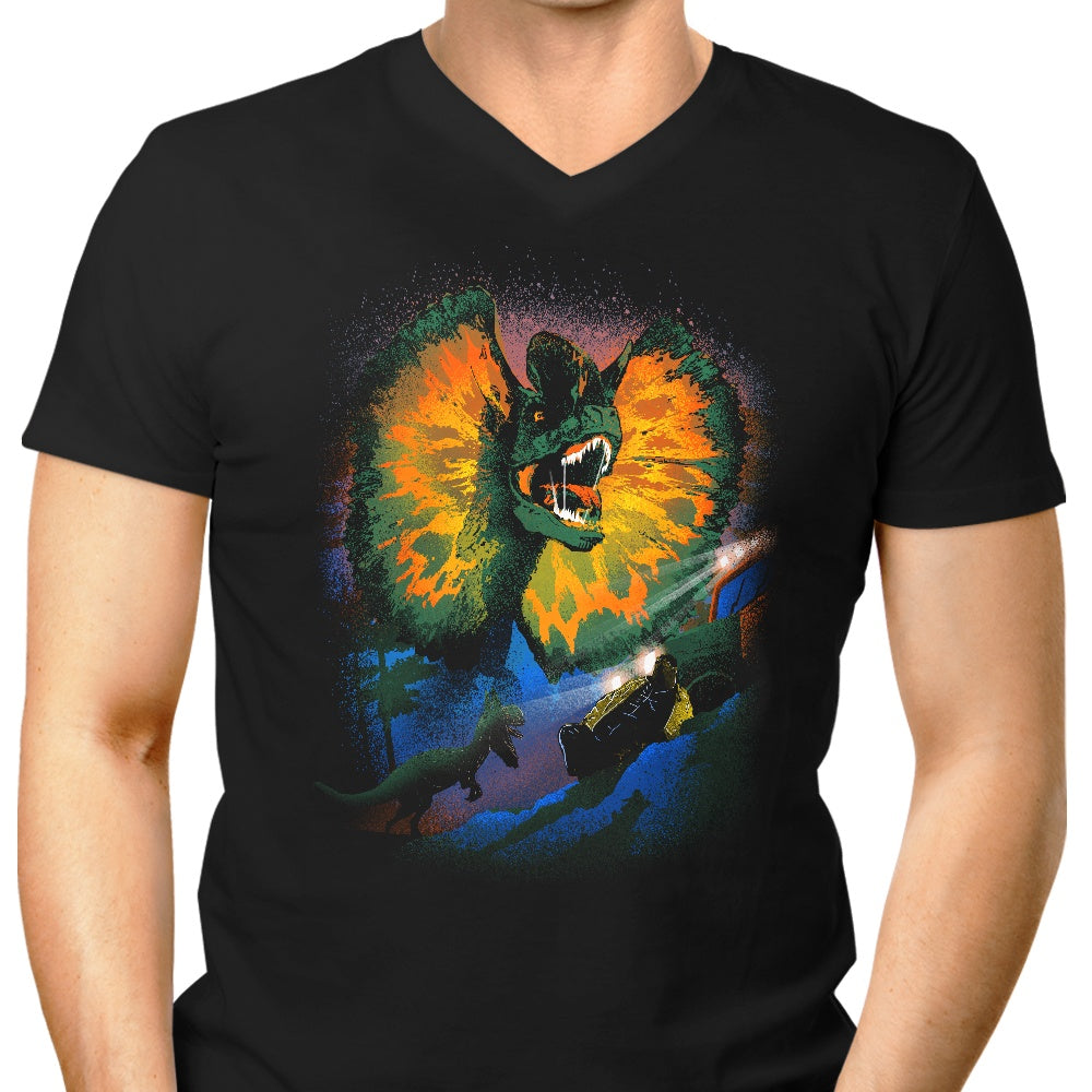 Dilophosaurus Men's V-Neck - Adult & Kids T-Shirts, Sweatshirts & Hoodies apparel design preview 1