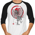 Dilophosaurus Sumi-e 3/4 Sleeve Raglan - Adult & Kids T-Shirts, Sweatshirts & Hoodies apparel design preview 1