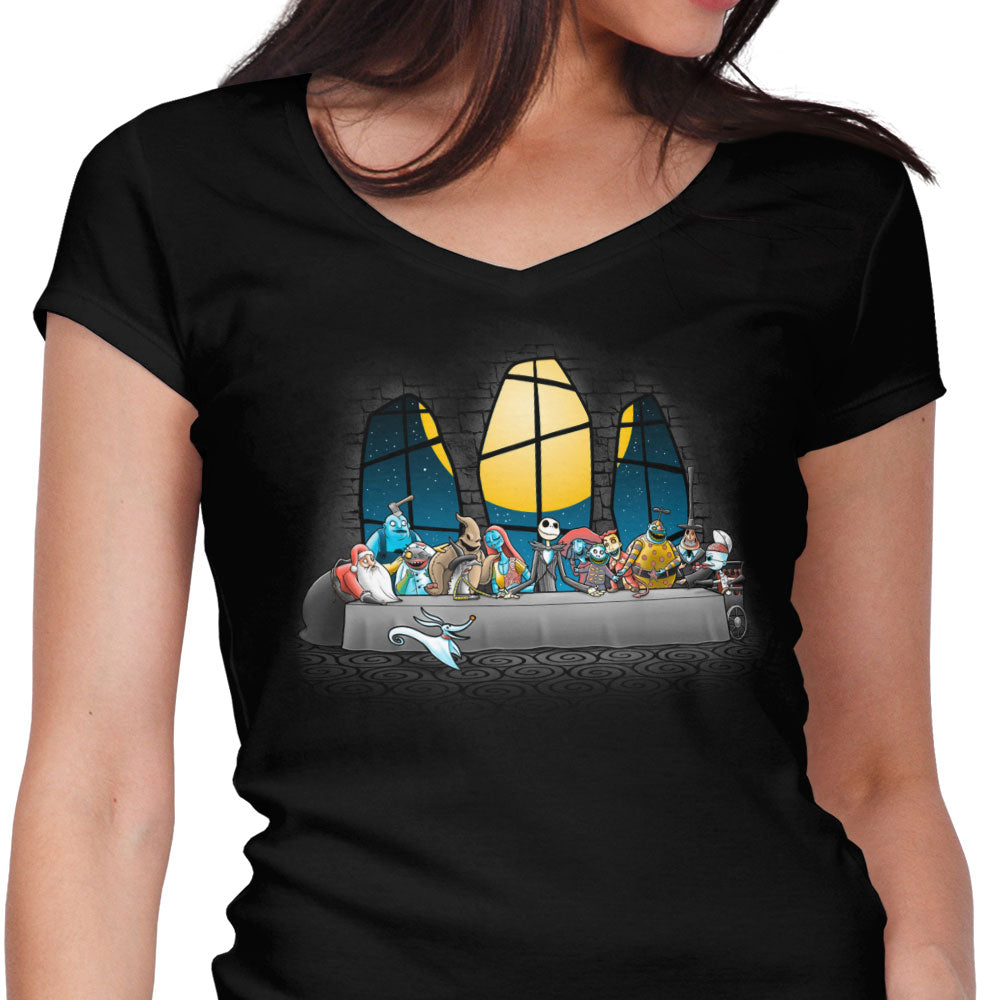 Dinner Before Christmas Women's V-Neck - Adult & Kids T-Shirts, Sweatshirts & Hoodies apparel design preview 1