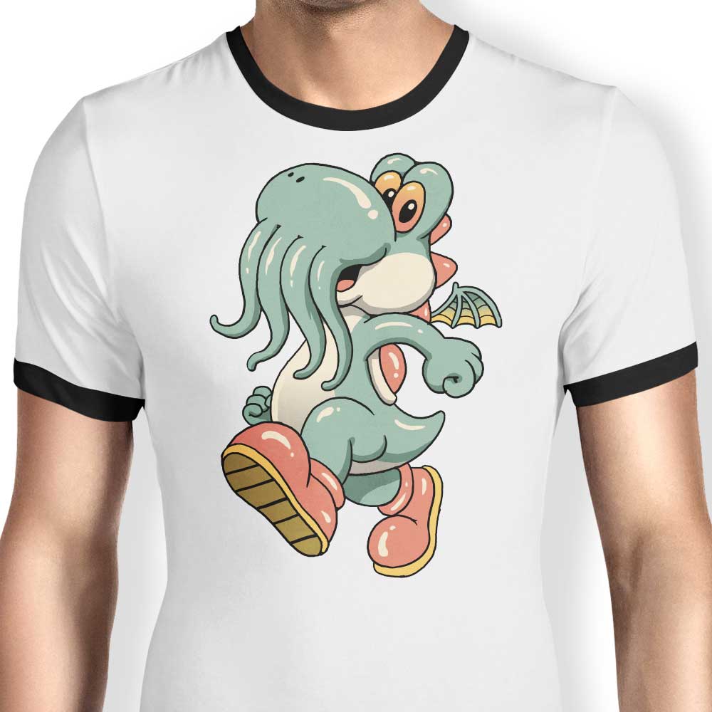 Dino Cthulhu Ringer - Adult & Kids T-Shirts, Sweatshirts & Hoodies apparel design preview 1