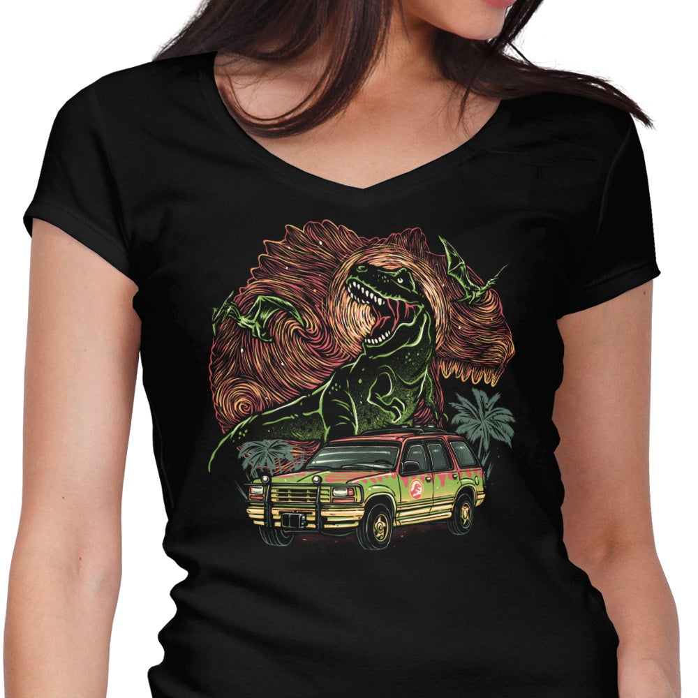 Dino Expedition Women's V-Neck - Adult & Kids T-Shirts, Sweatshirts & Hoodies apparel design preview 1