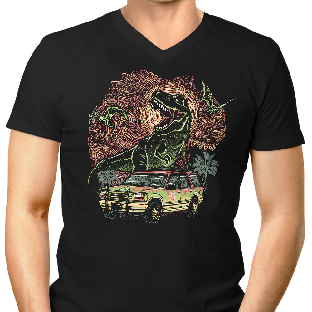 Dino Expedition Men's V-Neck - Adult & Kids T-Shirts, Sweatshirts & Hoodies apparel design preview 1