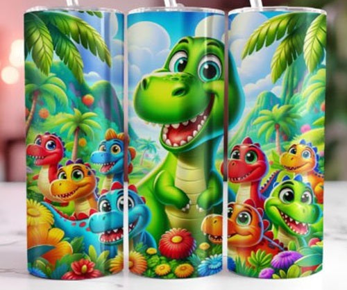 Cute Dino Dinosaurs 20 oz Skinny Tumbler Cup With - Adult & Kids T-Shirts, Sweatshirts & Hoodies apparel design preview 1