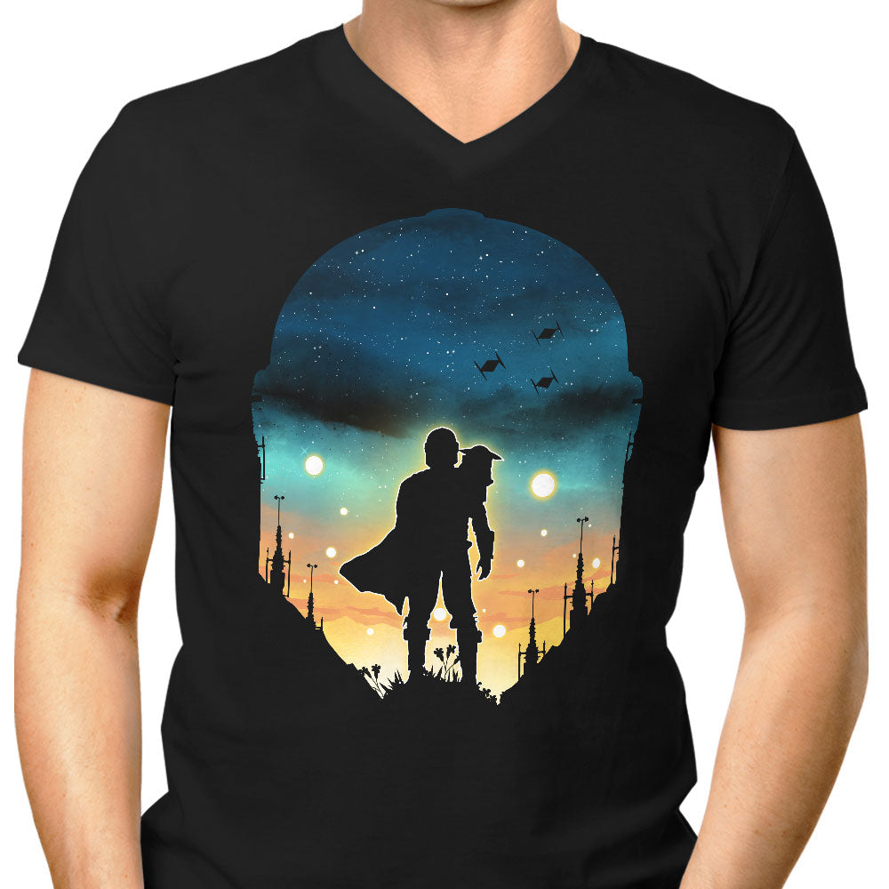 Djarin Sunset Men's V-Neck - Adult & Kids T-Shirts, Sweatshirts & Hoodies apparel design preview 1