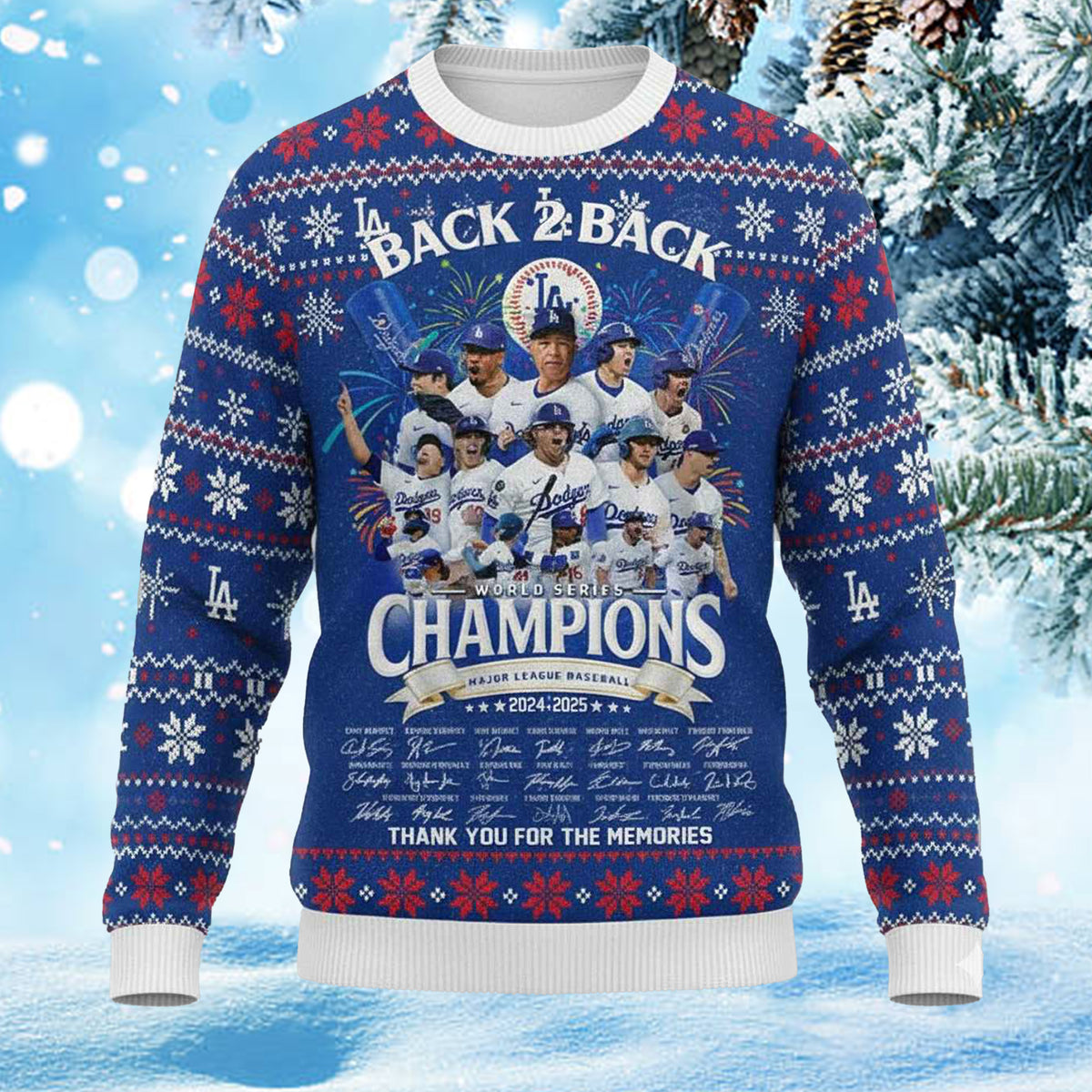 Dodgers Back-to-Back Champions 2025 Ugly Christmas Sweater product image