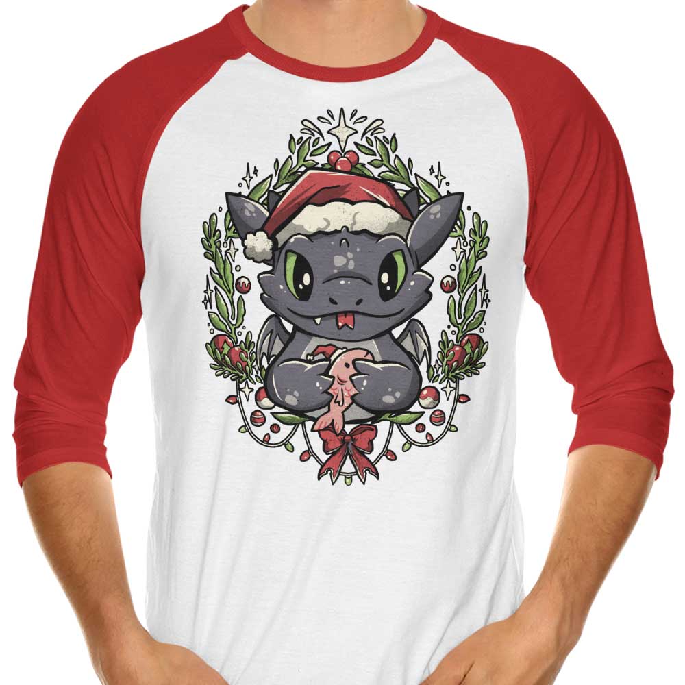 Dragon Christmas 3/4 Sleeve Raglan - Adult & Kids T-Shirts, Sweatshirts & Hoodies apparel design preview 1