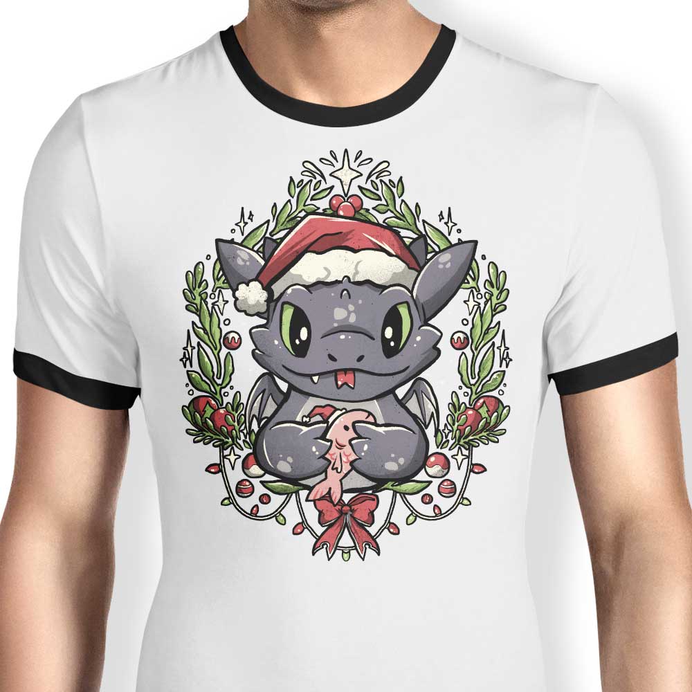 Dragon Christmas Ringer - Adult & Kids T-Shirts, Sweatshirts & Hoodies apparel design preview 1