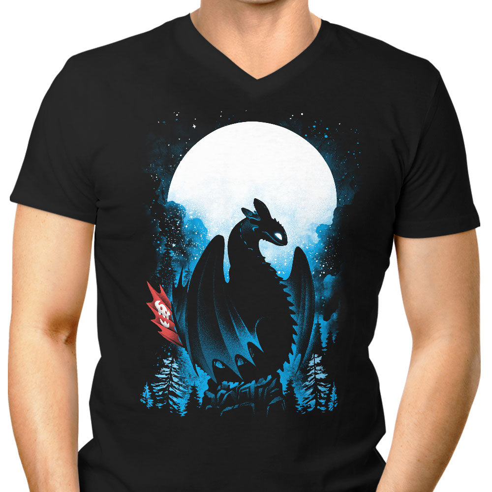 Dragon in the Moonlight Men's V-Neck - Adult & Kids T-Shirts, Sweatshirts & Hoodies apparel design preview 1