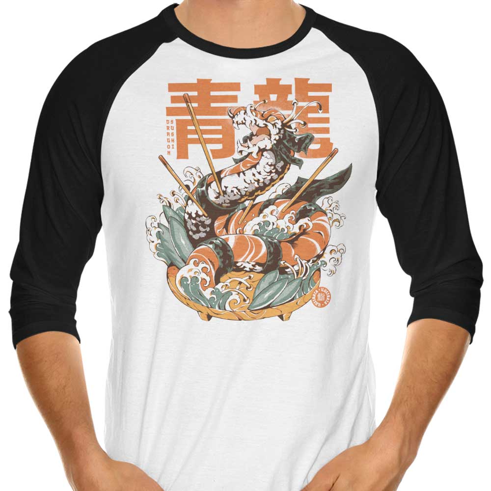 Dragon Sushi 3/4 Sleeve Raglan - Adult & Kids T-Shirts, Sweatshirts & Hoodies apparel design preview 1