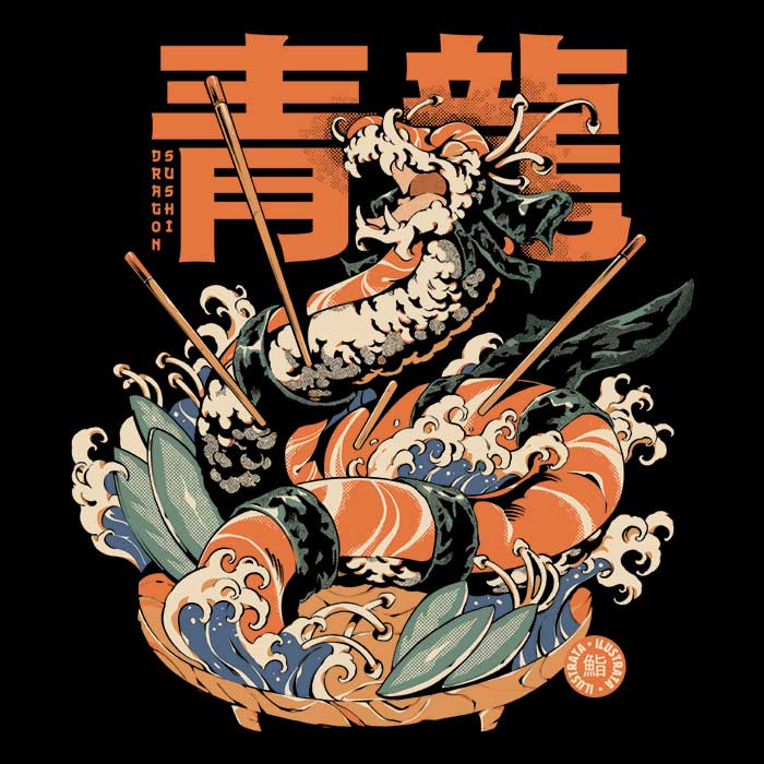 Dragon Sushi Men's Apparel - Adult & Kids T-Shirts, Sweatshirts & Hoodies apparel design preview 2