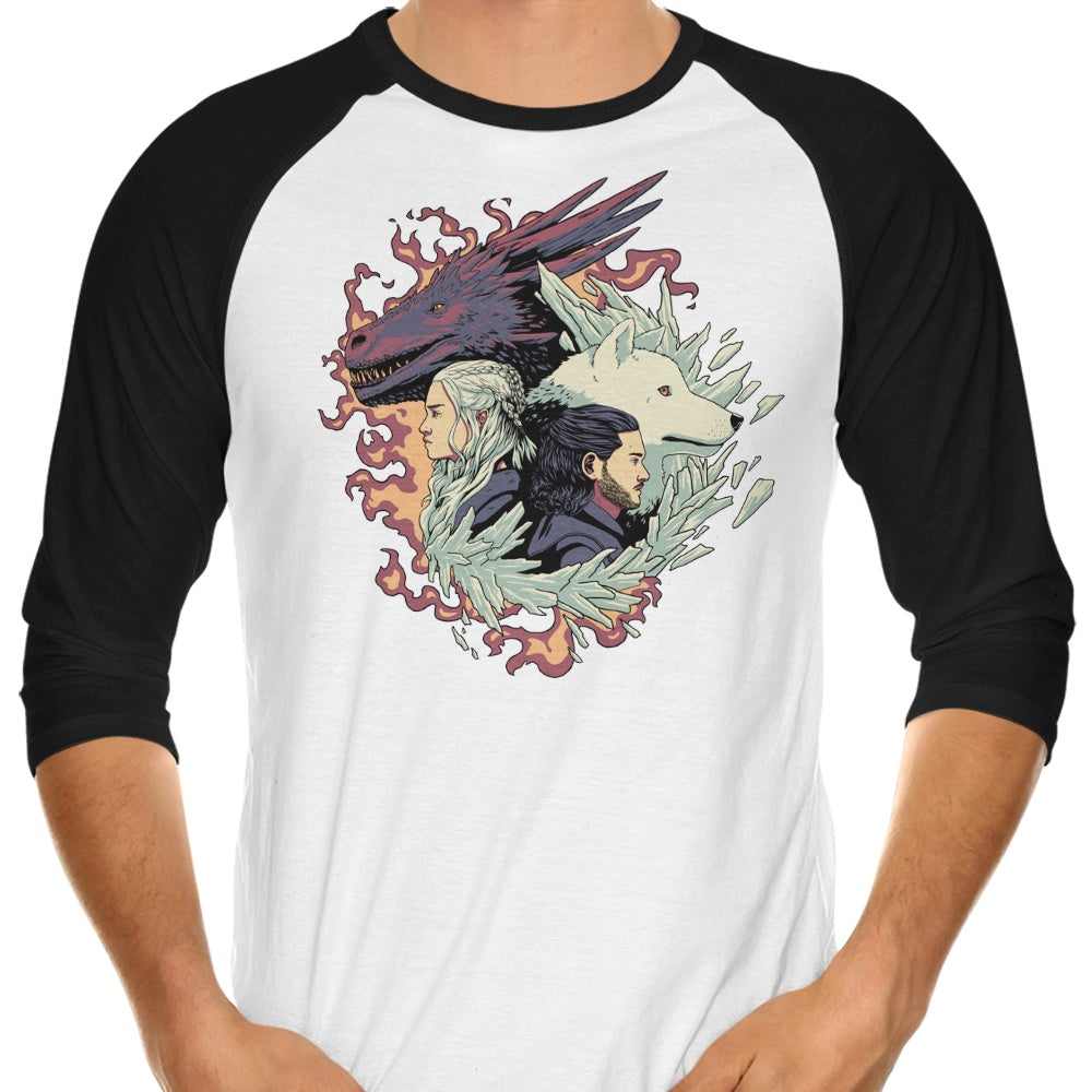 Dragons and Wolves 3/4 Sleeve Raglan - Adult & Kids T-Shirts, Sweatshirts & Hoodies apparel design preview 1