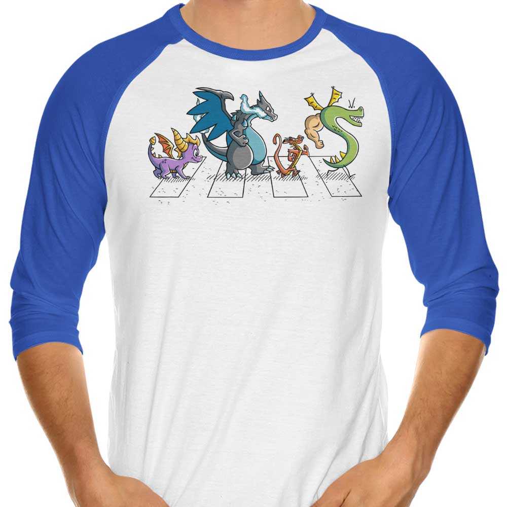 Dragons on Abbey Road 3/4 Sleeve Raglan - Adult & Kids T-Shirts, Sweatshirts & Hoodies apparel design preview 1