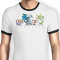Dragons on Abbey Road Ringer - Adult & Kids T-Shirts, Sweatshirts & Hoodies apparel design preview 1