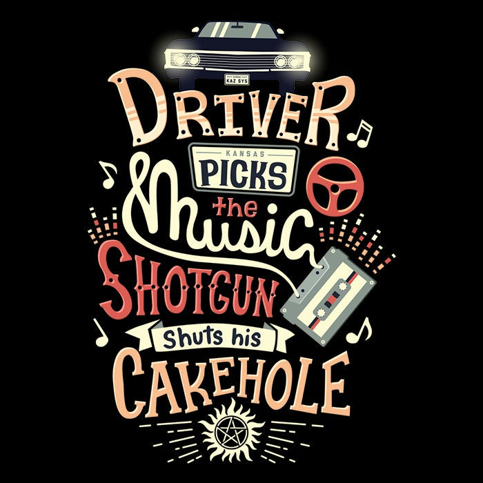 Driver Picks the Music - Adult & Kids T-Shirts, Sweatshirts & Hoodies apparel design preview 2
