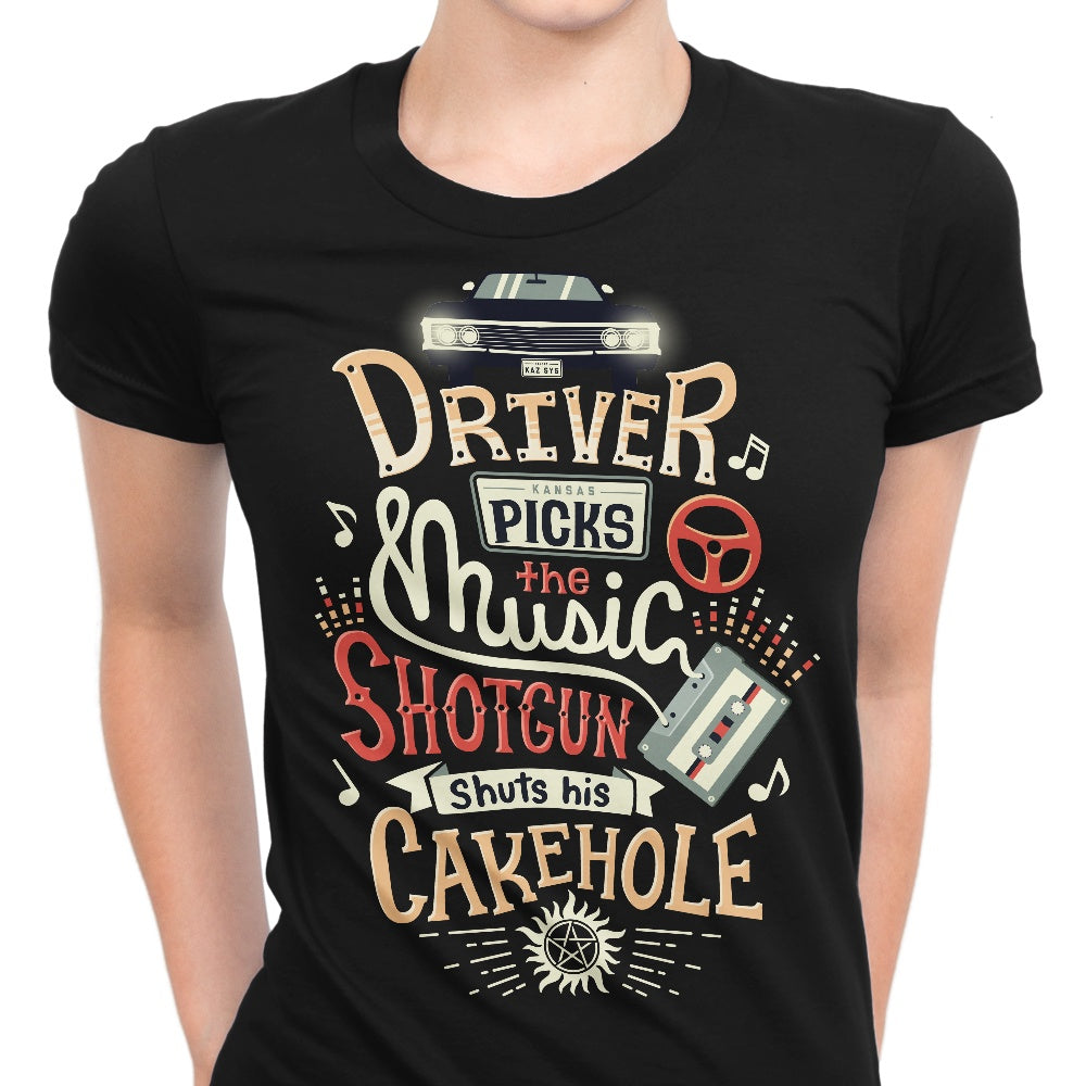 Driver Picks the Music Women's Apparel - Adult & Kids T-Shirts, Sweatshirts & Hoodies apparel design preview 1