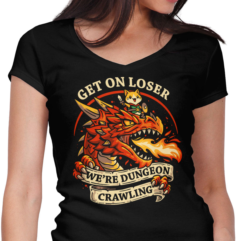 Dungeon Crawling Dragon Women's V-Neck - Adult & Kids T-Shirts, Sweatshirts & Hoodies apparel design preview 1