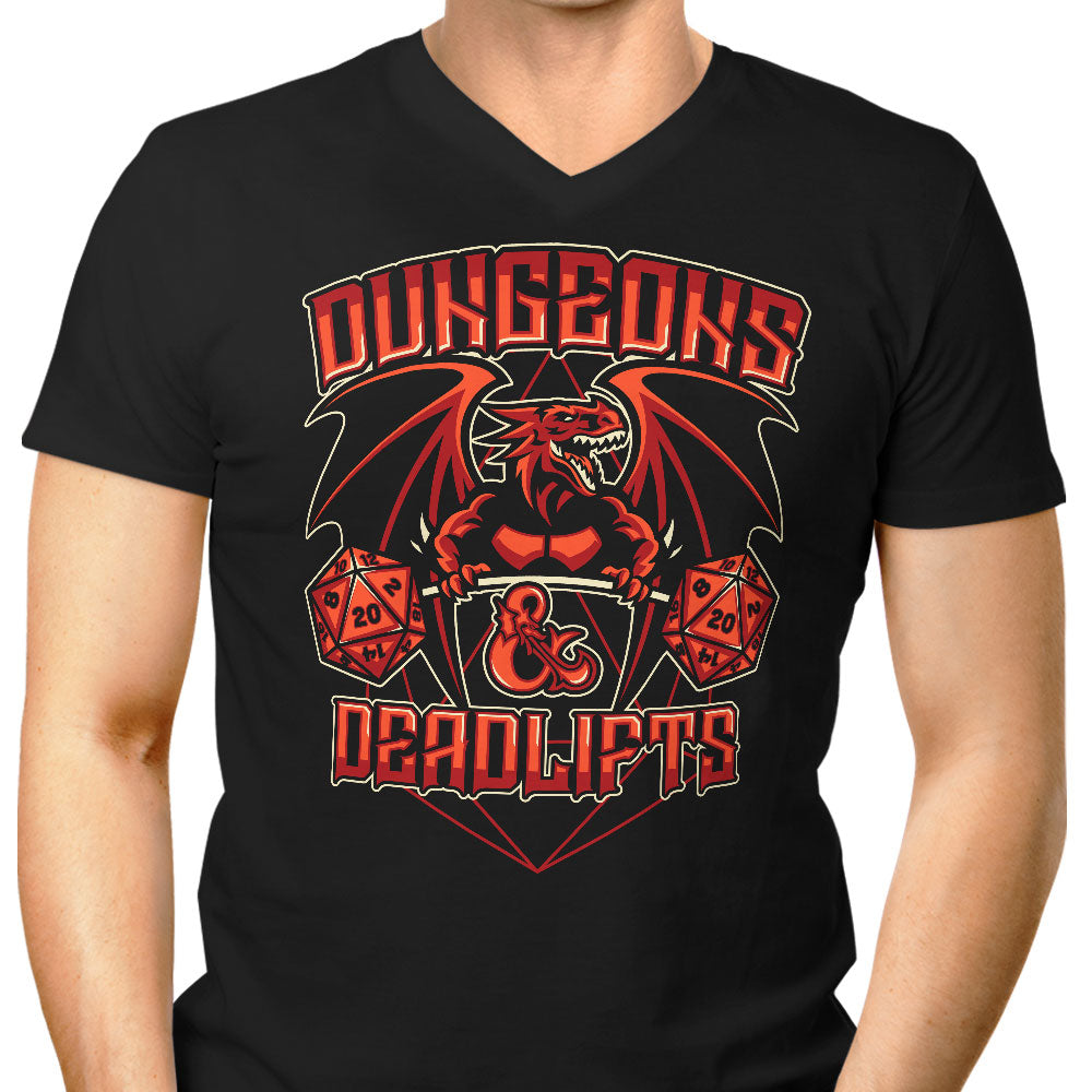 Dungeons and Deadlifts Men's V-Neck - Adult & Kids T-Shirts, Sweatshirts & Hoodies apparel design preview 1