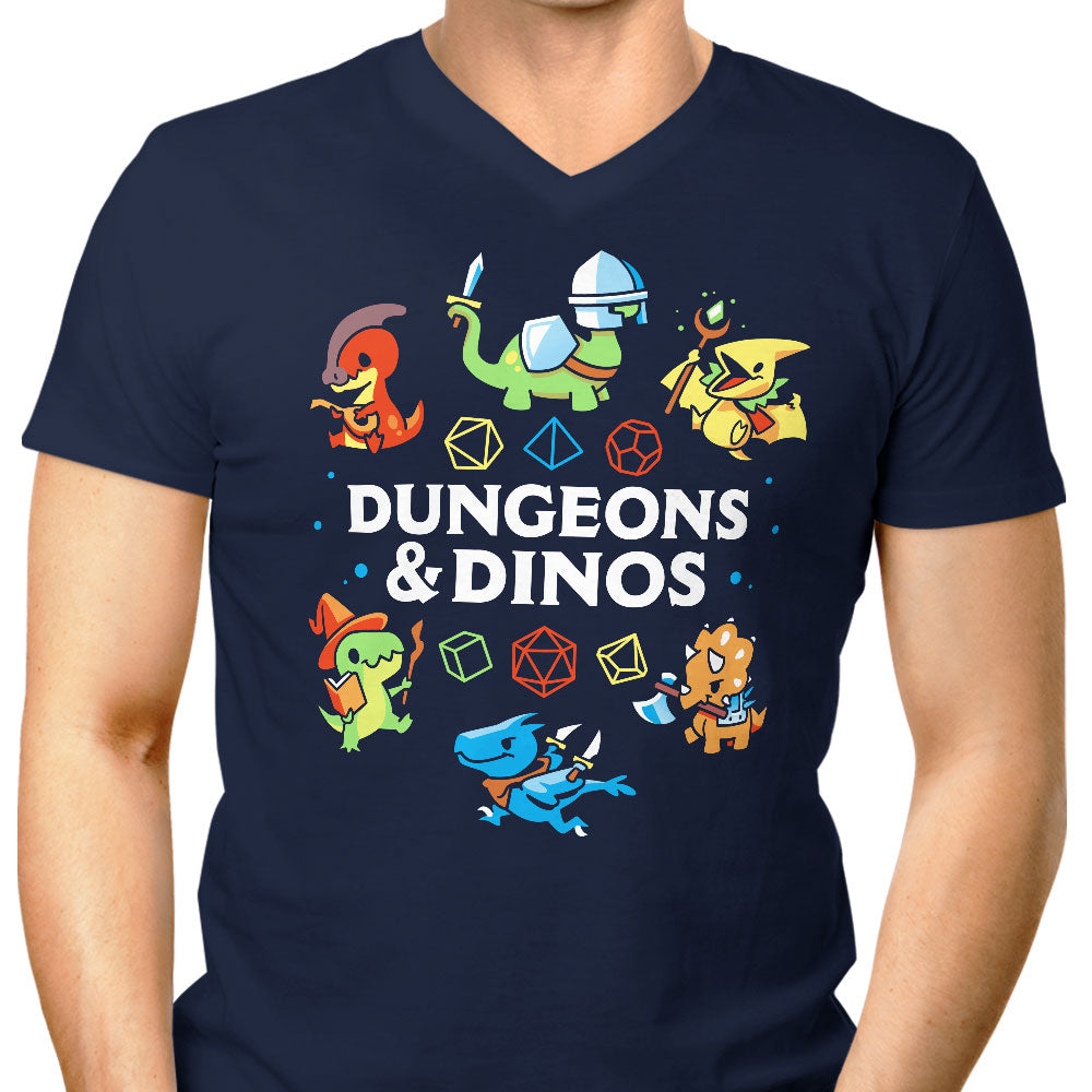 Dungeons and Dinos Men's V-Neck - Adult & Kids T-Shirts, Sweatshirts & Hoodies apparel design preview 1