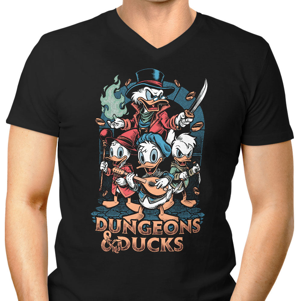 Dungeons and Ducks Men's V-Neck - Adult & Kids T-Shirts, Sweatshirts & Hoodies apparel design preview 1