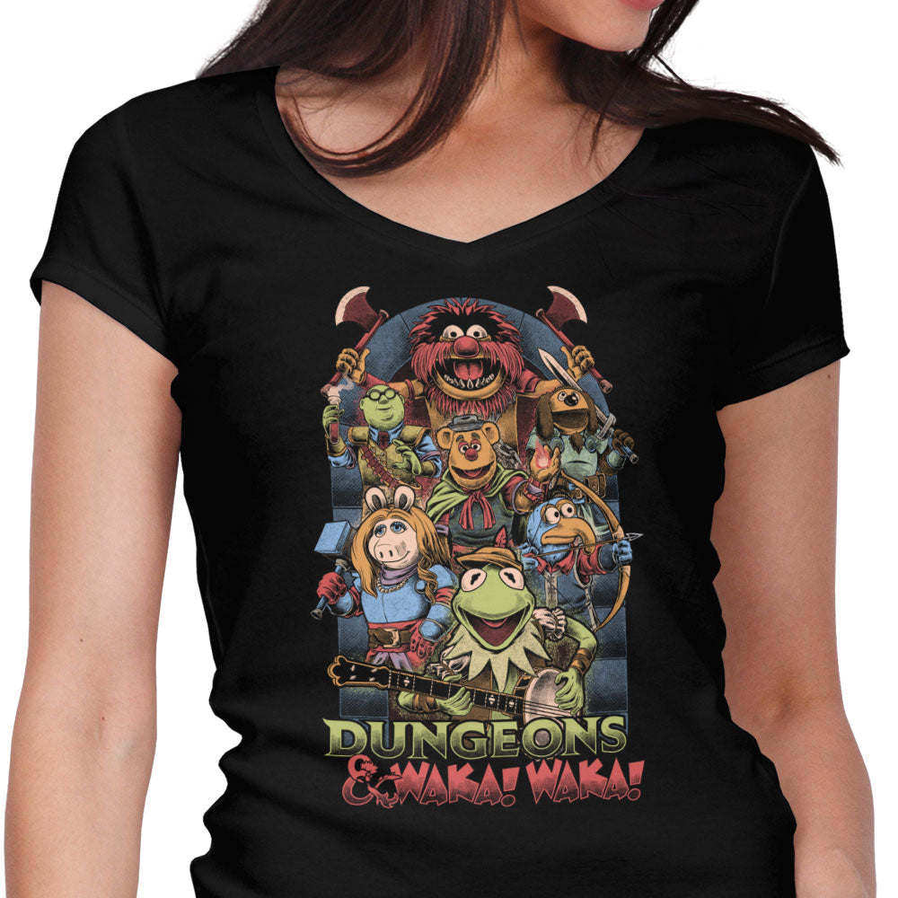Dungeons and Waka Women's V-Neck - Adult & Kids T-Shirts, Sweatshirts & Hoodies apparel design preview 1