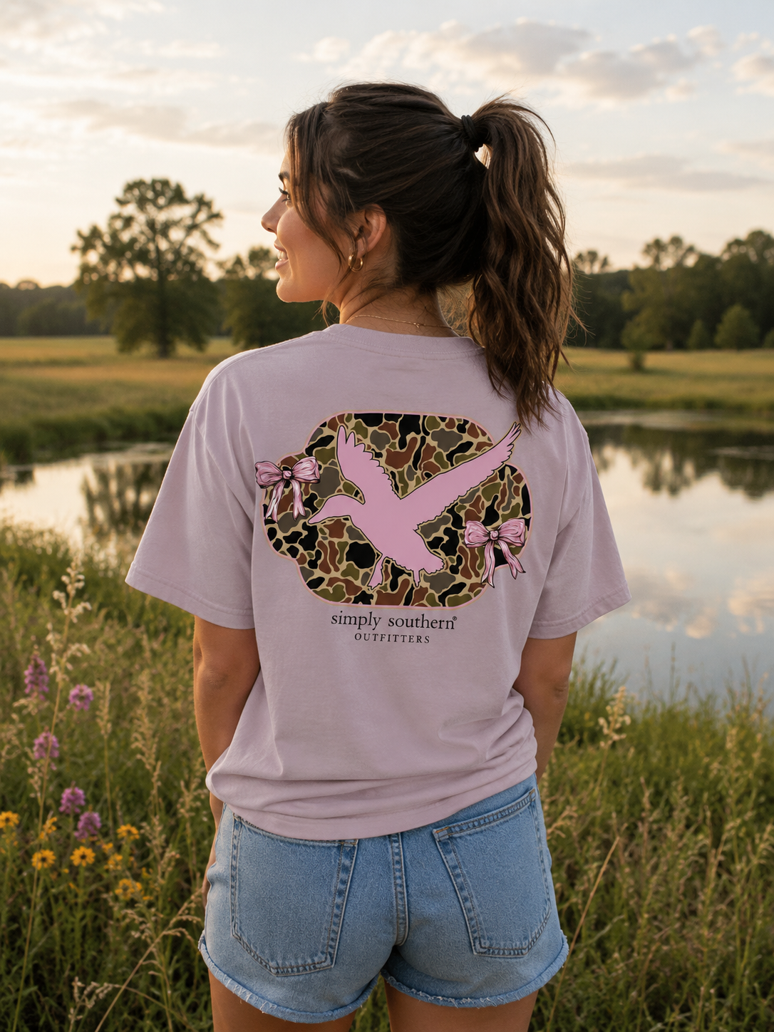 Simply Southern Camo Duck Bows - Adult & Kids T-Shirts, Sweatshirts & Hoodies apparel design preview 1
