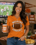 Sassy Frass Weekend Forecast Football Orange V-Neck - Adult & Kids T-Shirts, Sweatshirts & Hoodies apparel design preview 1