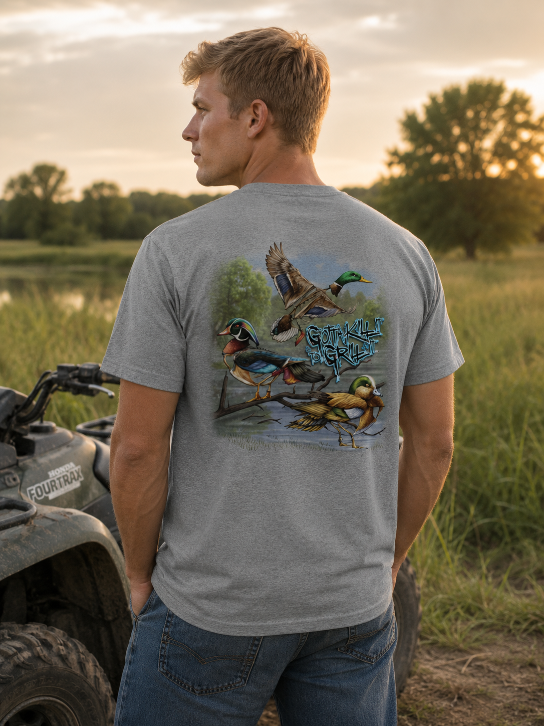 Gotta Kill It To Grill Ducks - Adult & Kids T-Shirts, Sweatshirts & Hoodies apparel design preview 1
