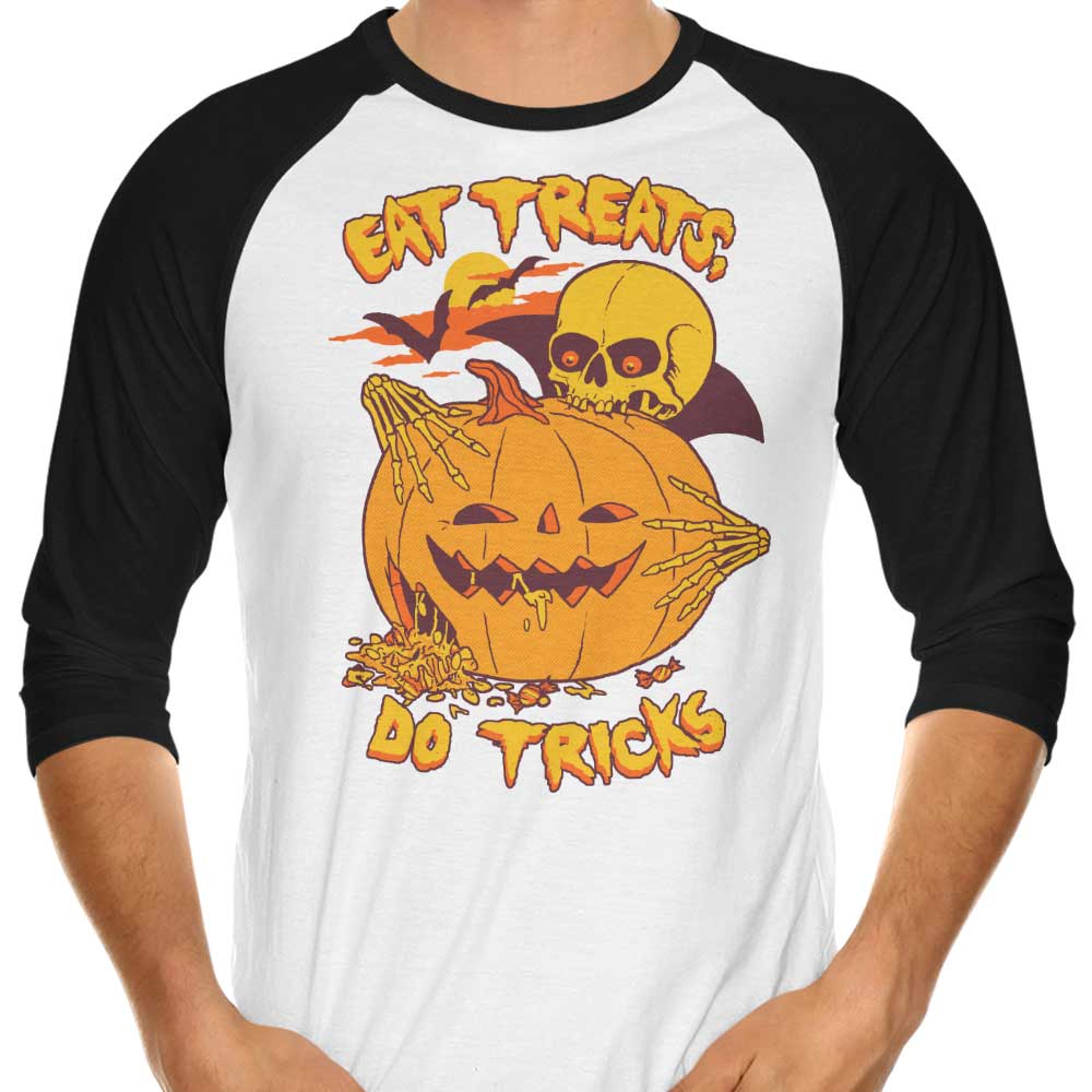 Eat Tricks, Do Treats 3/4 Sleeve Raglan - Adult & Kids T-Shirts, Sweatshirts & Hoodies apparel design preview 1