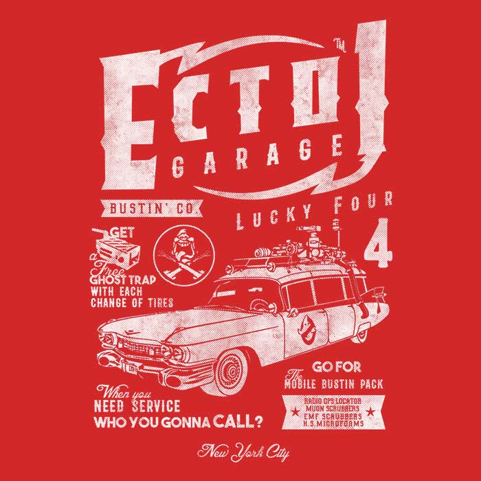 Ecto-1 Garage Men's V-Neck - Adult & Kids T-Shirts, Sweatshirts & Hoodies apparel design preview 2