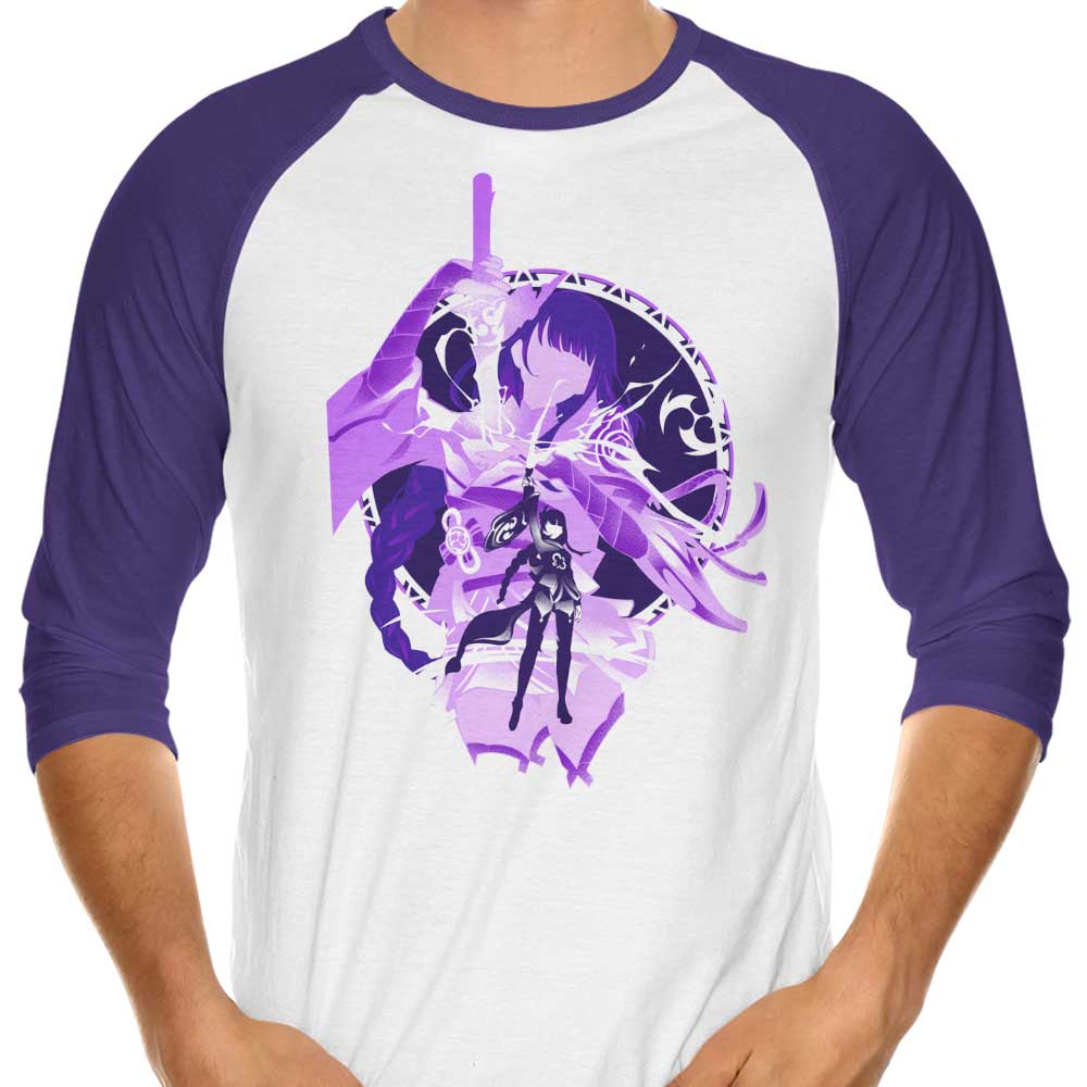 Electro Raiden Shogun 3/4 Sleeve Raglan - Adult & Kids T-Shirts, Sweatshirts & Hoodies apparel design preview 1