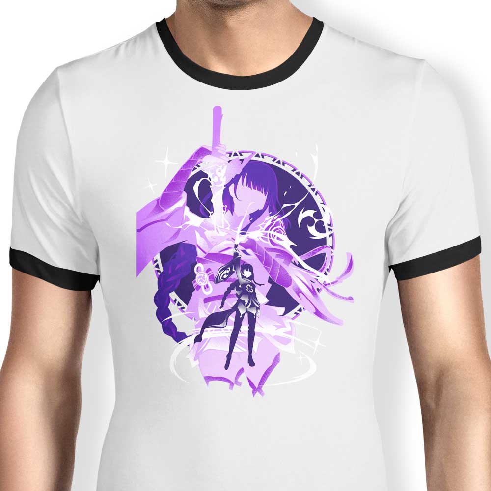 Electro Raiden Shogun Ringer - Adult & Kids T-Shirts, Sweatshirts & Hoodies apparel design preview 1