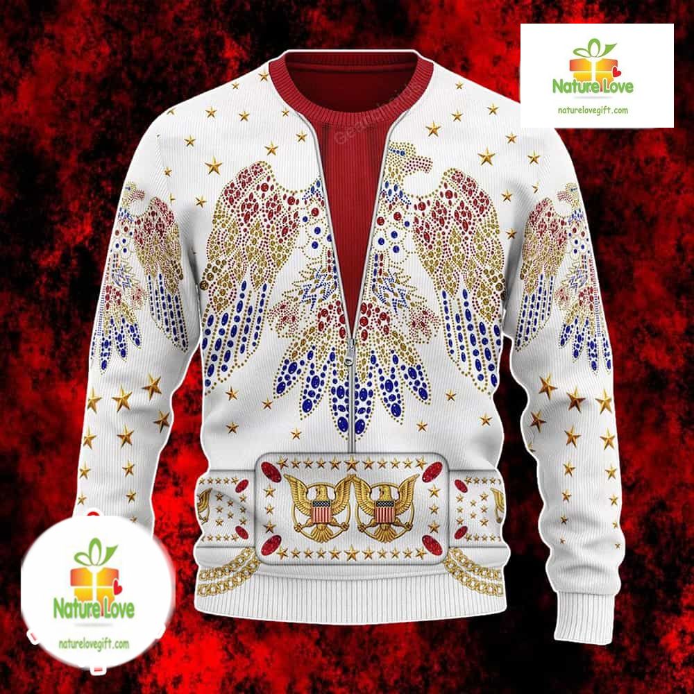 Elvis Presley Christmas Ugly Sweater Inspired by Eagle Jumpsuit product image