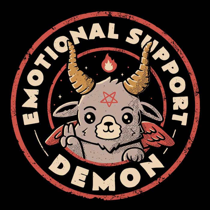 Emotional Support Demon Men's V-Neck - Adult & Kids T-Shirts, Sweatshirts & Hoodies apparel design preview 2