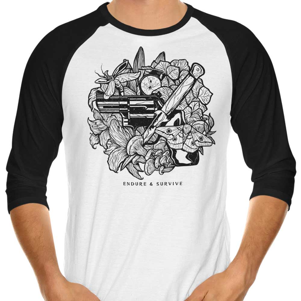 Endure and Survive 3/4 Sleeve Raglan - Adult & Kids T-Shirts, Sweatshirts & Hoodies apparel design preview 1
