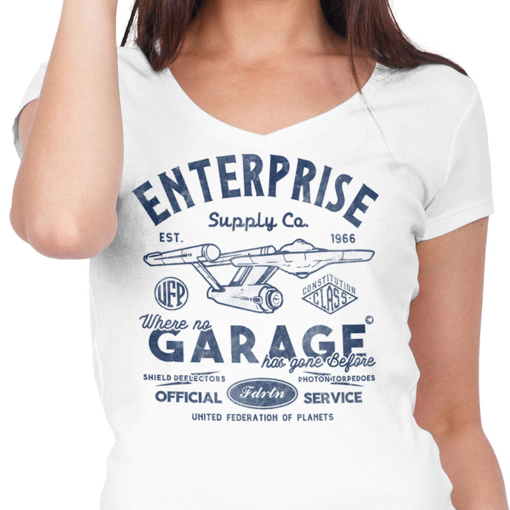 Enterprise Garage Women's V-Neck - Adult & Kids T-Shirts, Sweatshirts & Hoodies apparel design preview 2
